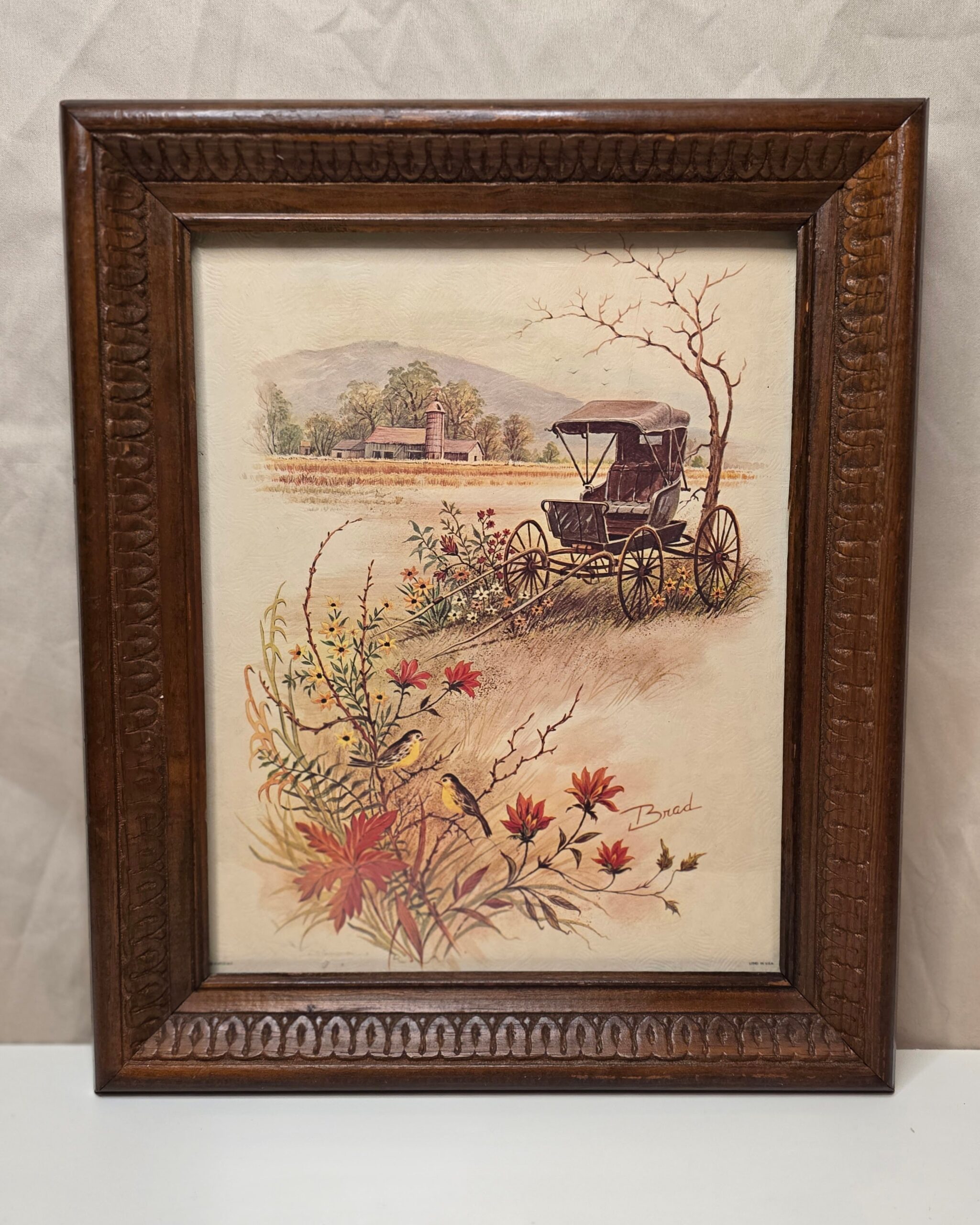 Countryside Farmhouse Buggy Framed Litho Print