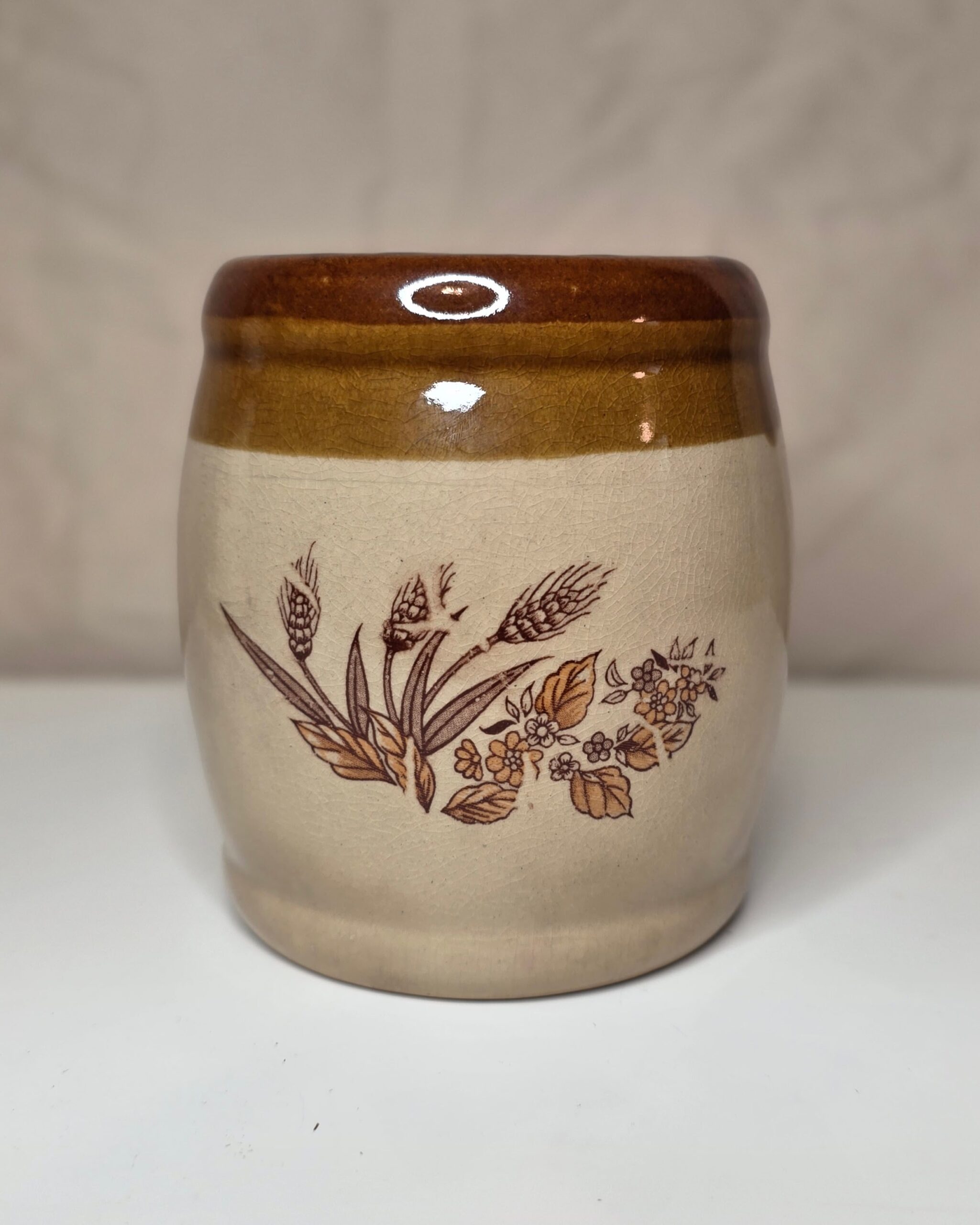 Brown Harvest Wheat Stoneware Crock