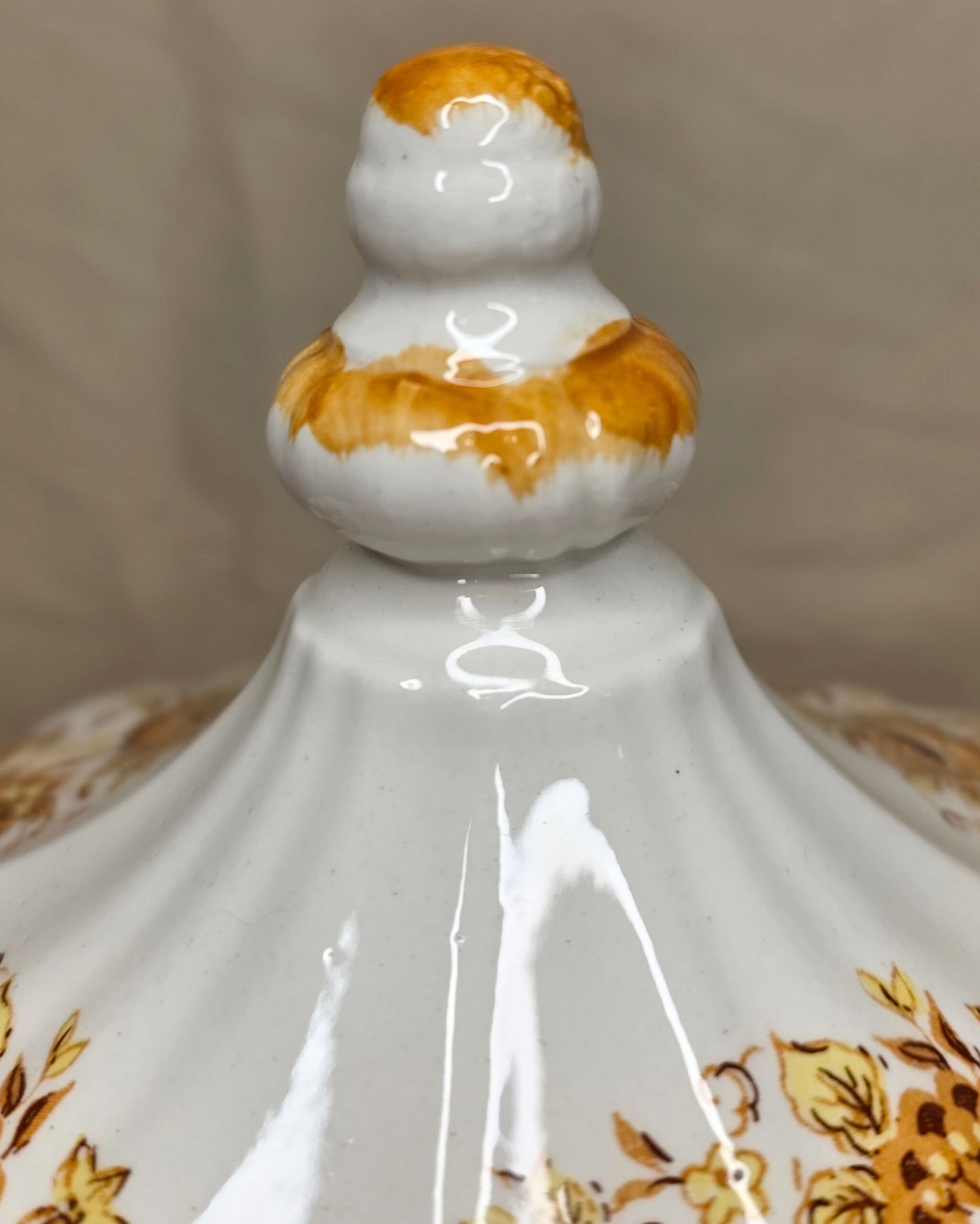 Orange Floral Ceramic Soup Tureen 3-Piece Set - Image 11