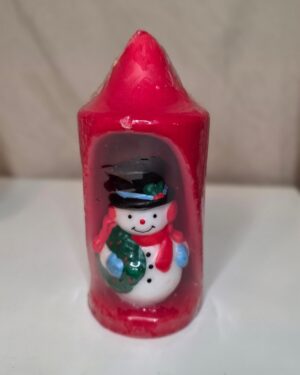 3D Diorama Snowman Pillar Candle (Sealed)