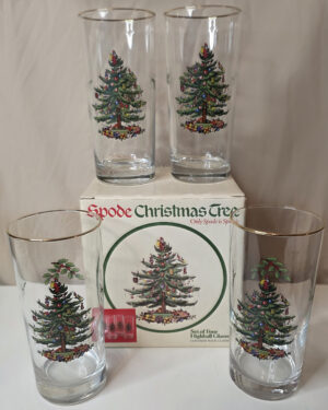 Set of 4 Spode Christmas Tree Highball Glasses