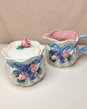 Fitz & Floyd Victorian Floral Lace Cream & Sugar Set