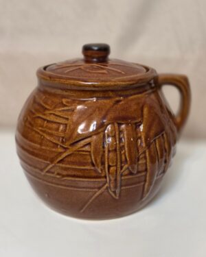 McCoy Pottery Brown Glazed Bamboo Bean Pot