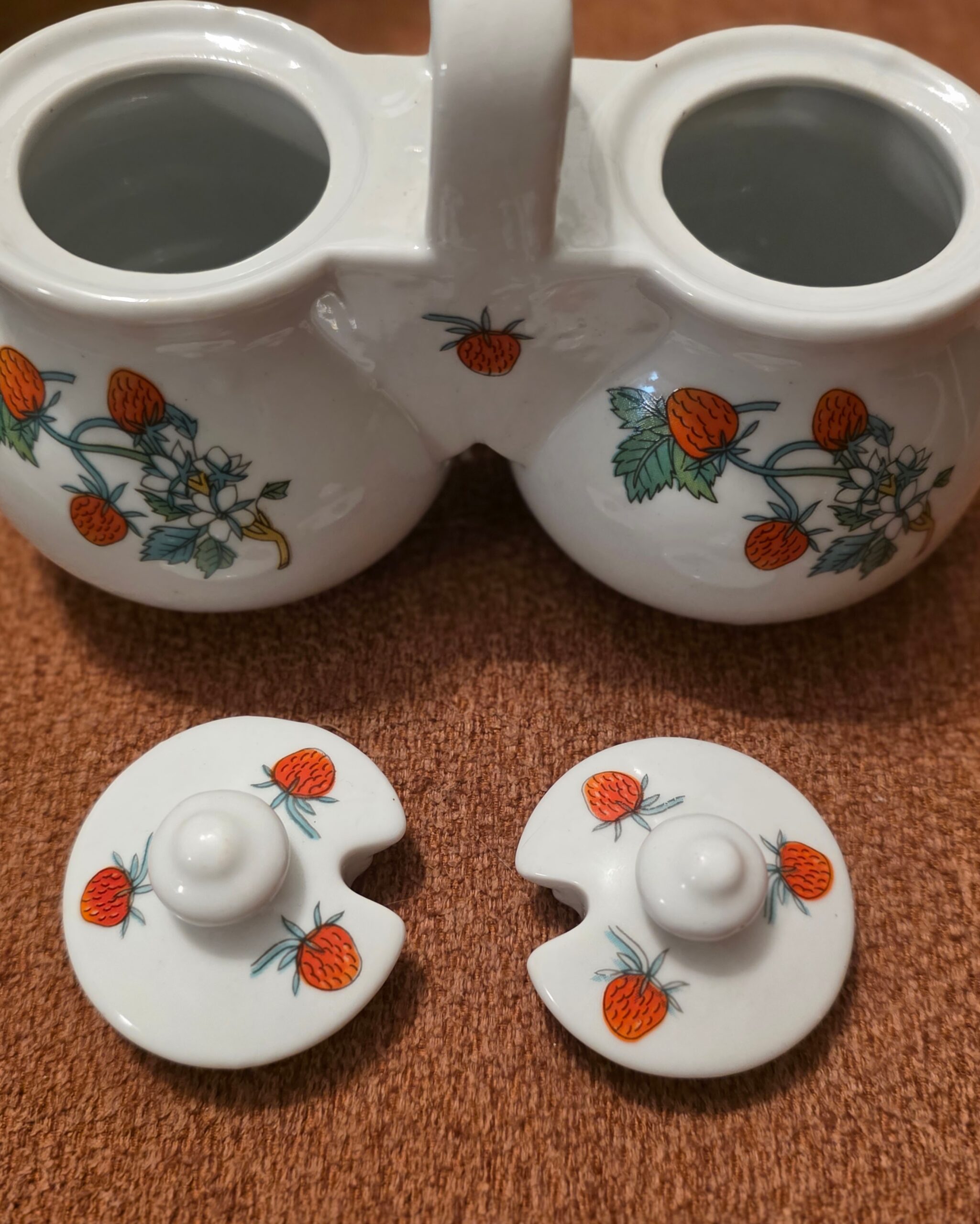 Strawberry Fruit Double Jam/Jelly Condiment Server Jars - Image 4