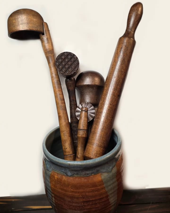Set of Primitive Wooden Kitchen Tools - Image 2