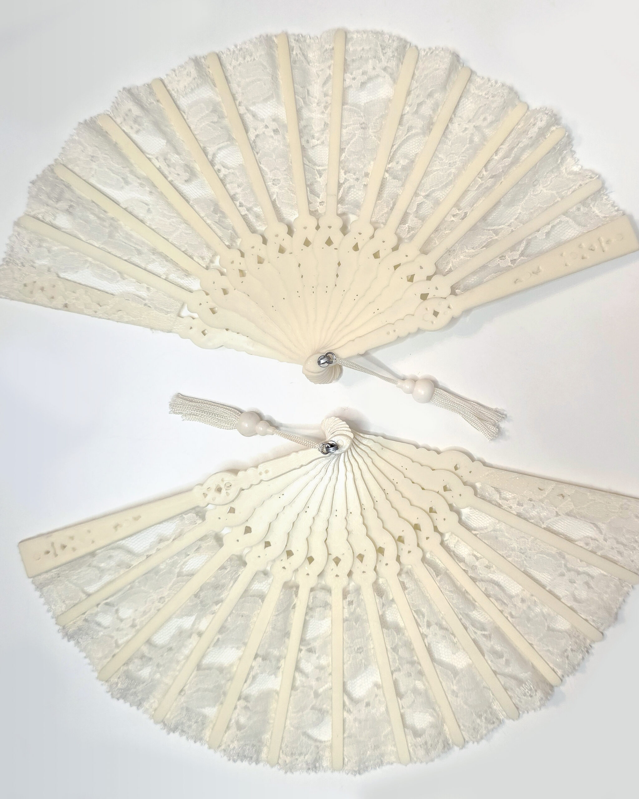 Cream Lace Folding Hand Fans (Full-Size)