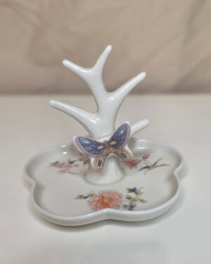 Takahashi Japan Porcelain Butterfly Floral Tree Ring Holder