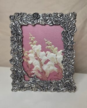 Pewter Decorative Roses Easel-Back Frame