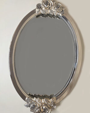 Godinger Roses Silver-Plated Oval Vanity Mirror