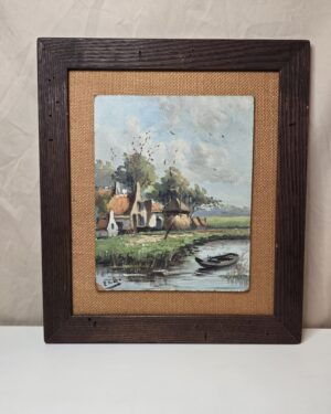 Framed Dutch Cottage Oil Painting (No. 2) by E.V.A.