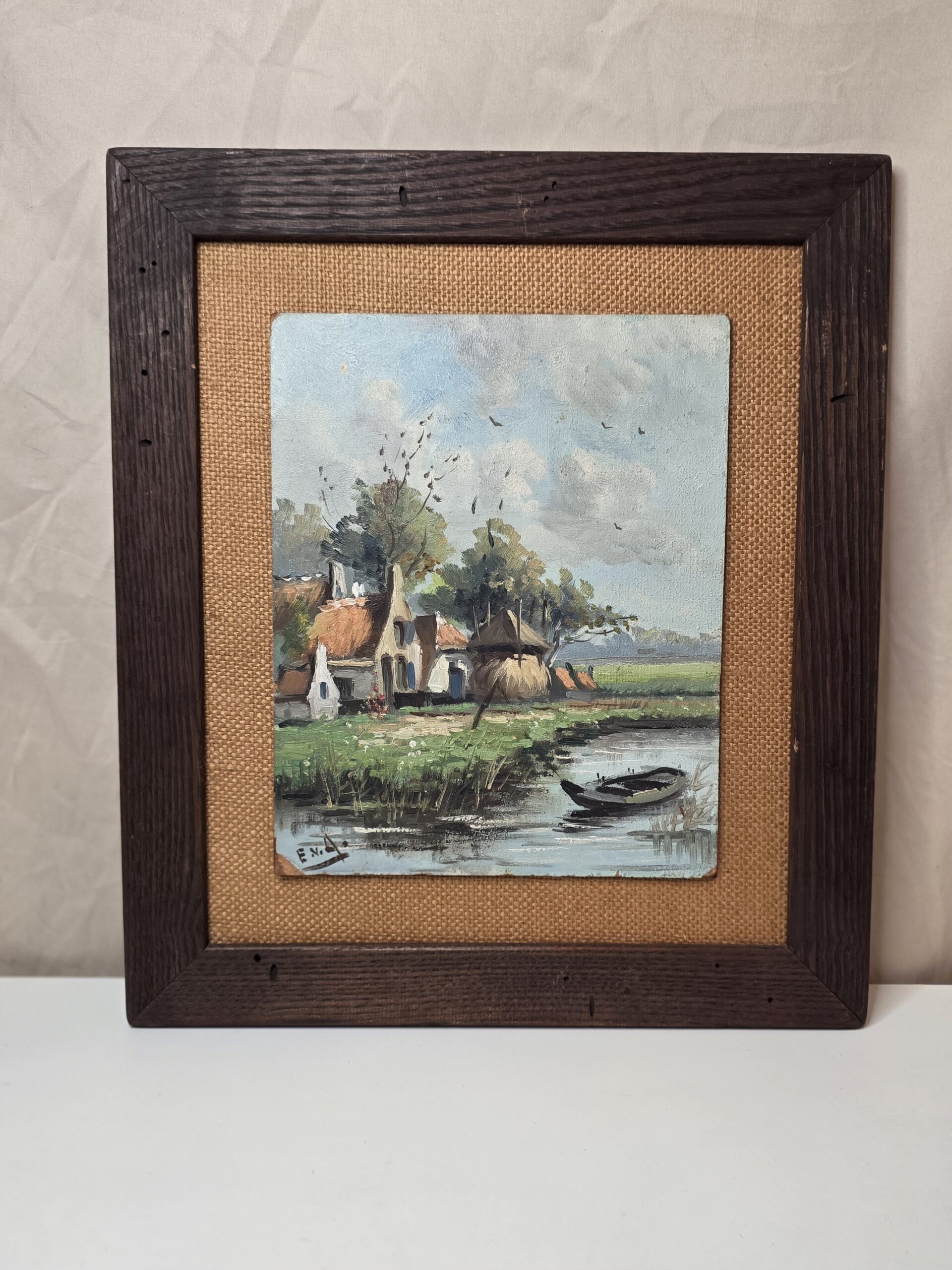 Framed Dutch Cottage Oil Painting (No. 2) by E.V.A.