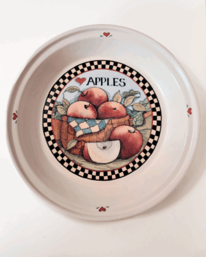 Susan Winget Apples Ceramic Pie Baking Dish
