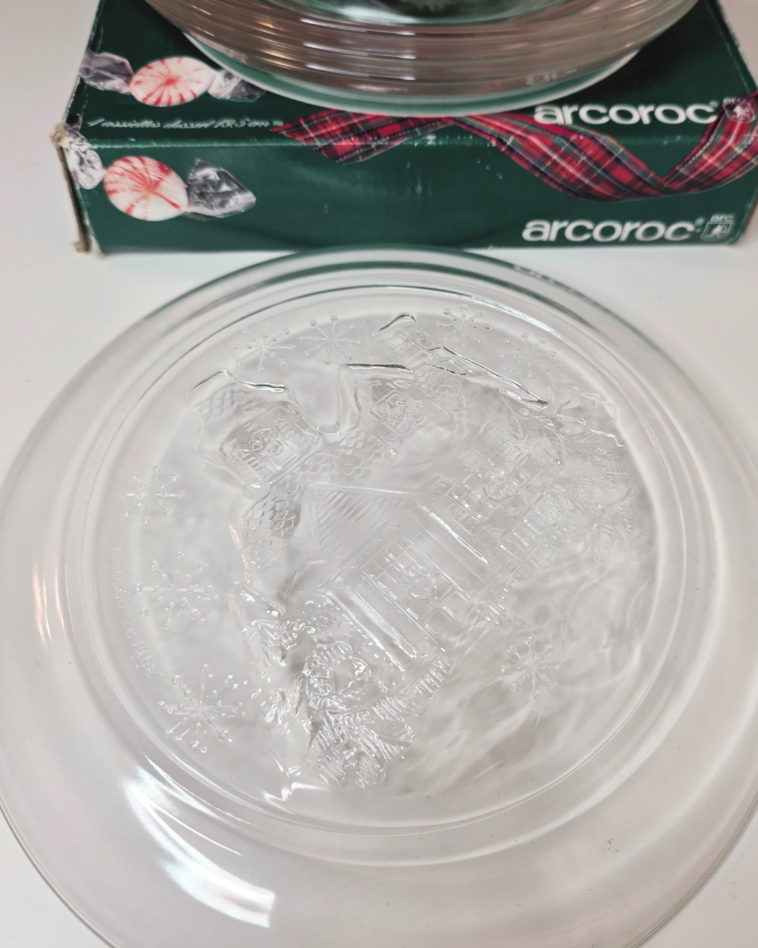 Arcoroc “Winter Wonderland” Glass Dessert Plates - Image 2