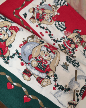 Rabbit Themed Christmas Tablecloth - 100% Cotton
