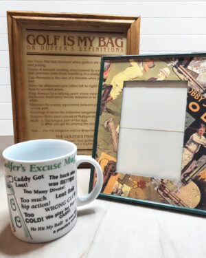 Vintage Golf Themed Gift Bundle – Mug, Wall Art & Frame