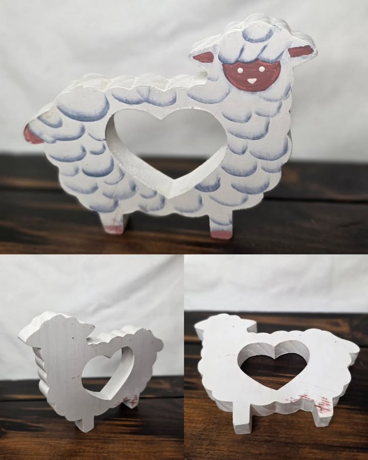 Set of 3 Handpainted Wooden Heart Nursery Animals - Image 4