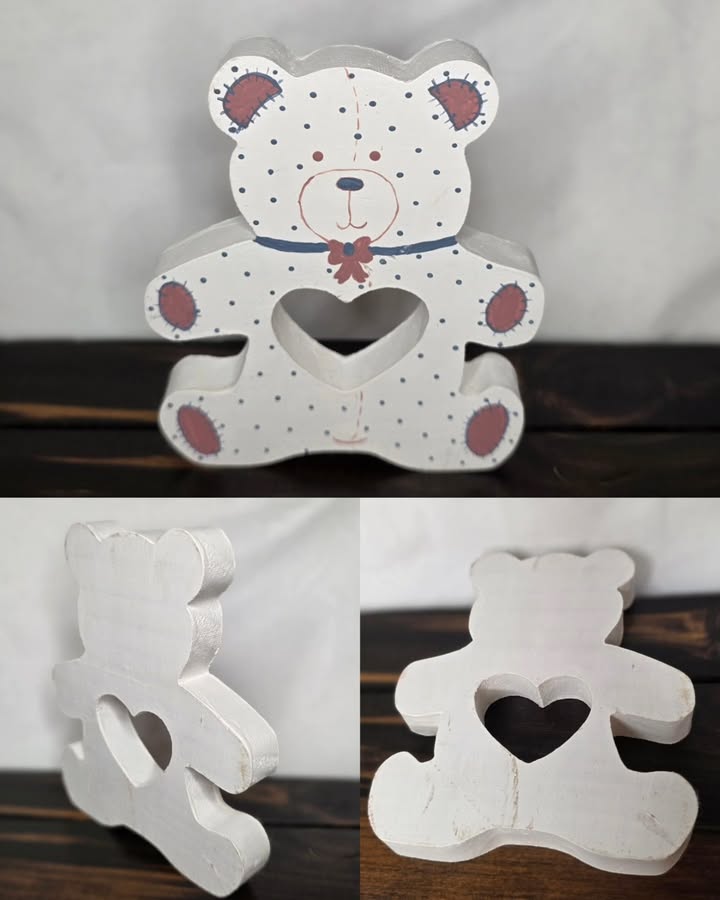 Set of 3 Handpainted Wooden Heart Nursery Animals - Image 3
