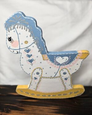 Handpainted Wooden Rocking Horse Decor by L. Baye