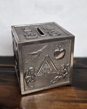 Children's Nursery Alphabet Silver Plate Block Coin Bank