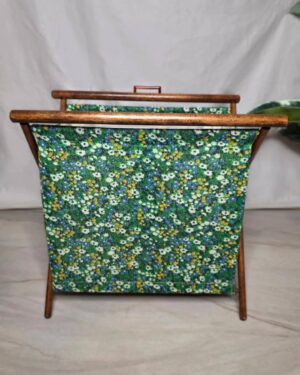 Retro Green & Blue Floral Folding Sewing/Craft Storage Caddy