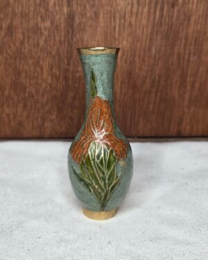 Enamel Floral Iris Solid Brass Bud Vase