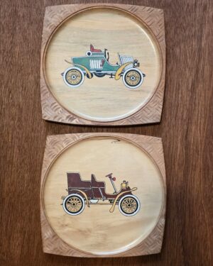 Painted Wood Vintage Automobile Car Wall Plaques
