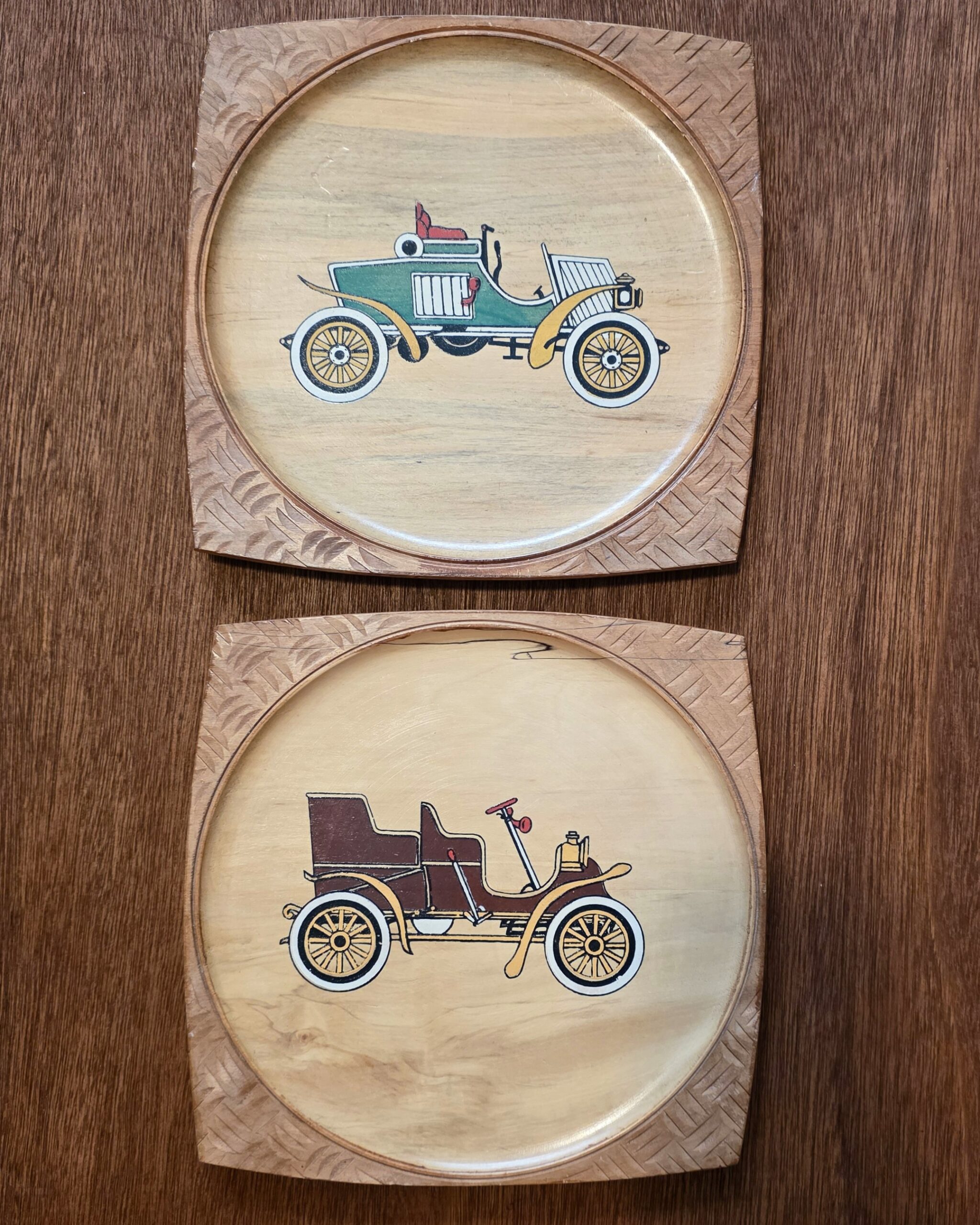 Painted Wood Vintage Automobile Car Wall Plaques