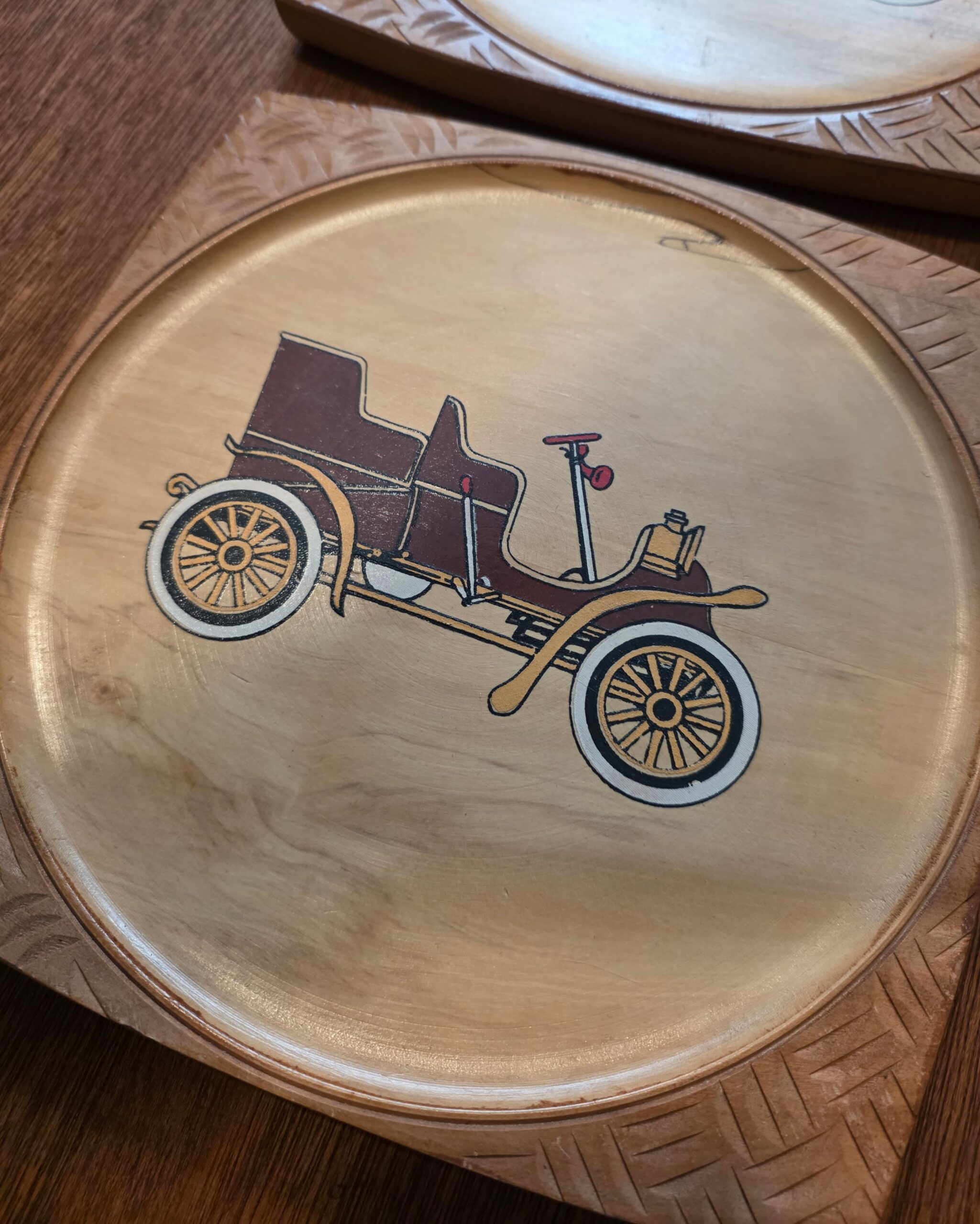 Painted Wood Vintage Automobile Car Wall Plaques - Image 3