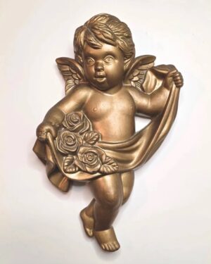 Gold-Tone Chalkware Cherub Wall Hanging