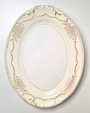 Floral Transferware Porcelain Oval Serving Platter
