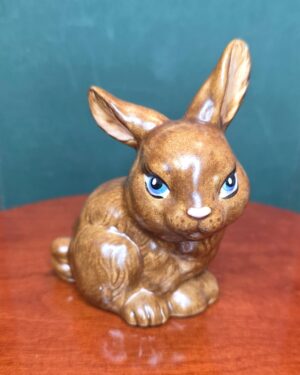 Brown Glazed Ceramic Bunny Figurine
