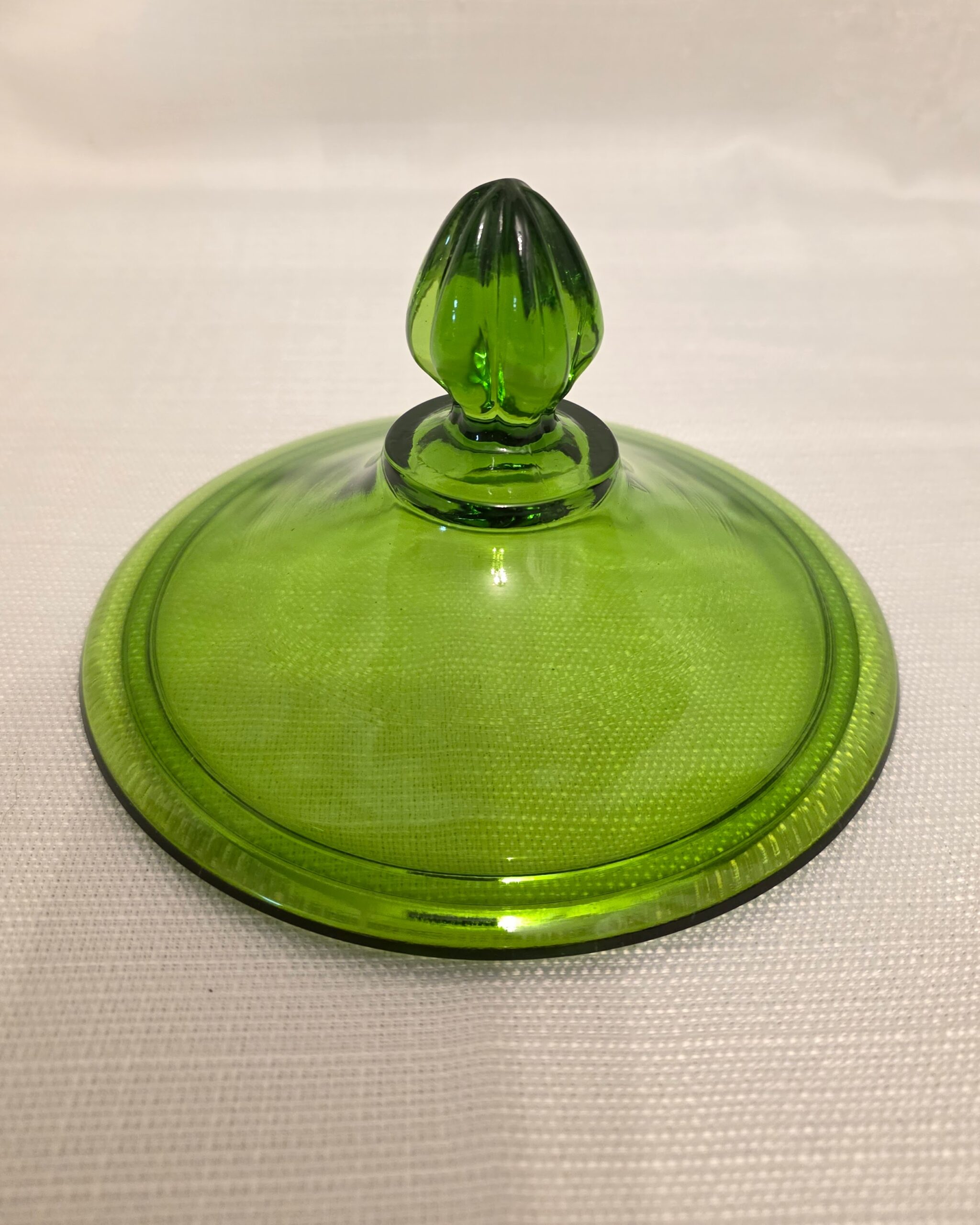 Green L.E. Smith Paneled Glass Lidded Pedestal Candy Dish - Image 4