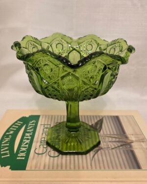 Green L.E. Smith Moon & Stars Pattern Compote Bowl