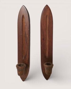 Set of Carved Wood Wall Candle Holder Sconces