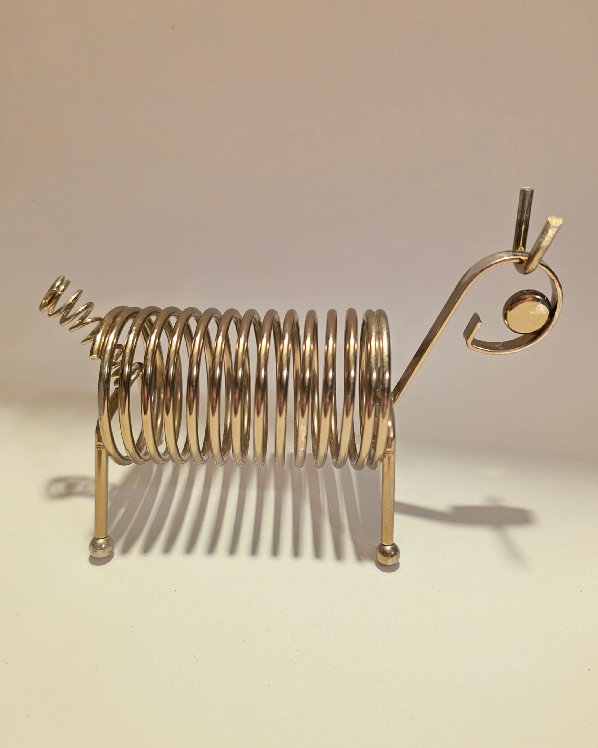 Brass Dog (Animal) Spiral Mail Organizer / Letter Holder