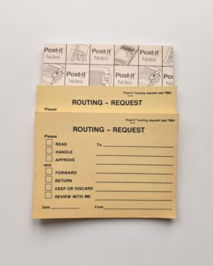 Retro Post-it Paper Notepads: Routing Request + Please Copy - "Routing Request" 50 Sheet Pads (Lot of 3)